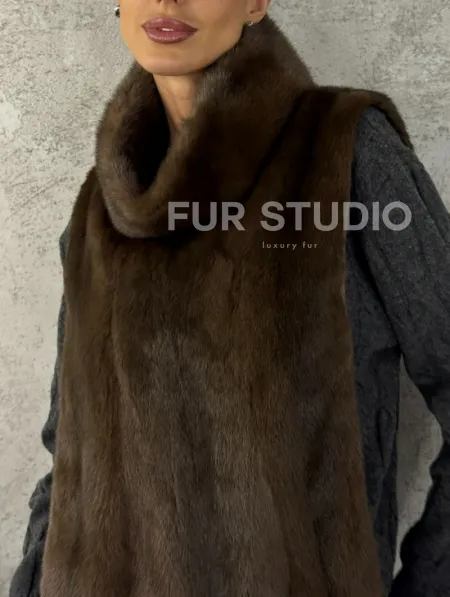 Манишка норковая - цвет соболь - фото 2