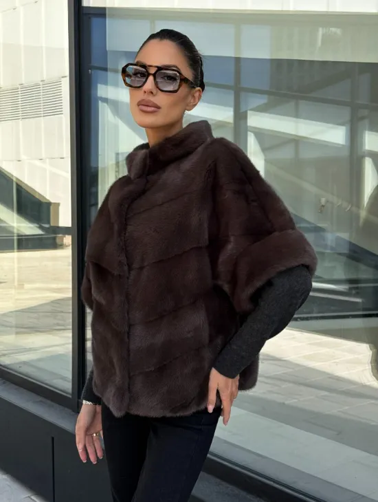 Норковый пуховик-жилет 2в1  цвет соболь - фото 4