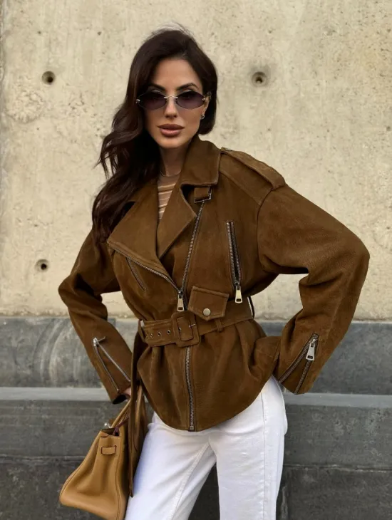 Косуха из натуральной замши под пояс 