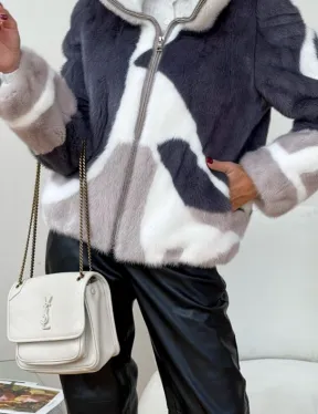 Модная норковая куртка на молнии - фото 2