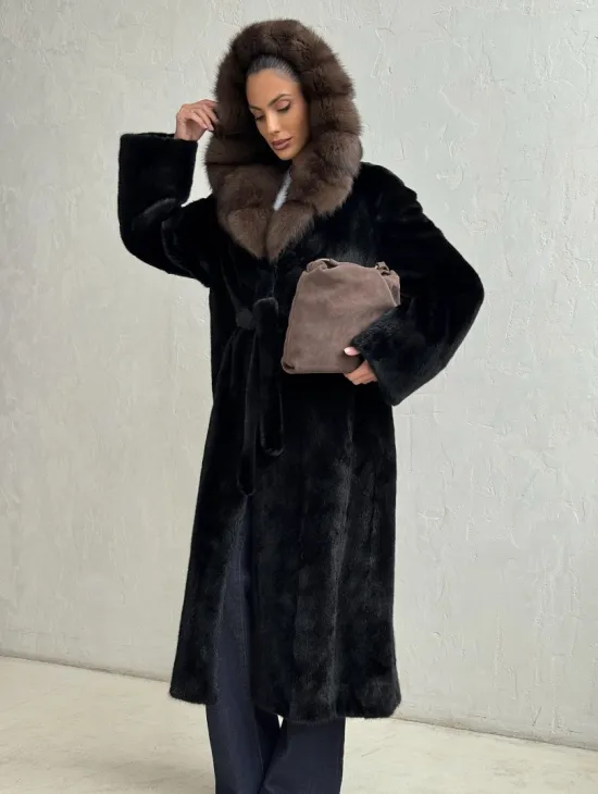 Норка кимоно BLACKGLAMA С капюшоном - фото 4