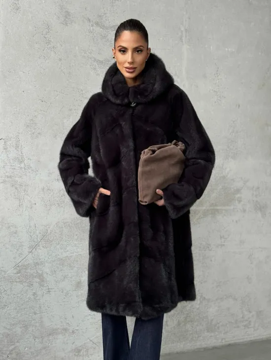Норковая женская шуба с капюшоном - фото 5