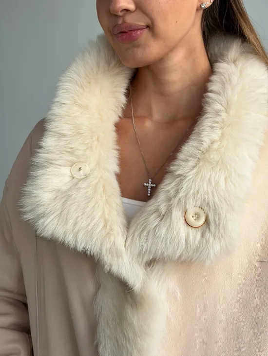 Двухсторонняя дубленка из меха тосканы - фото 2