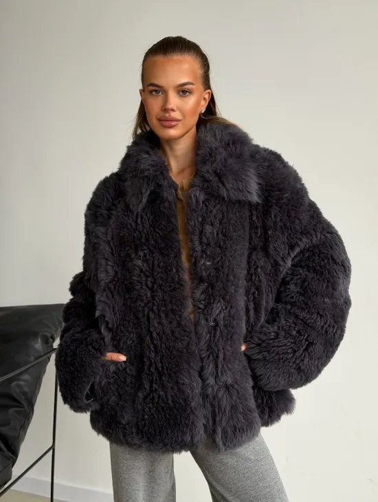 Короткая дубленка из овчины тиградо - фото 0