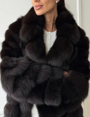 Шуба из куницы английский воротник - фото 1