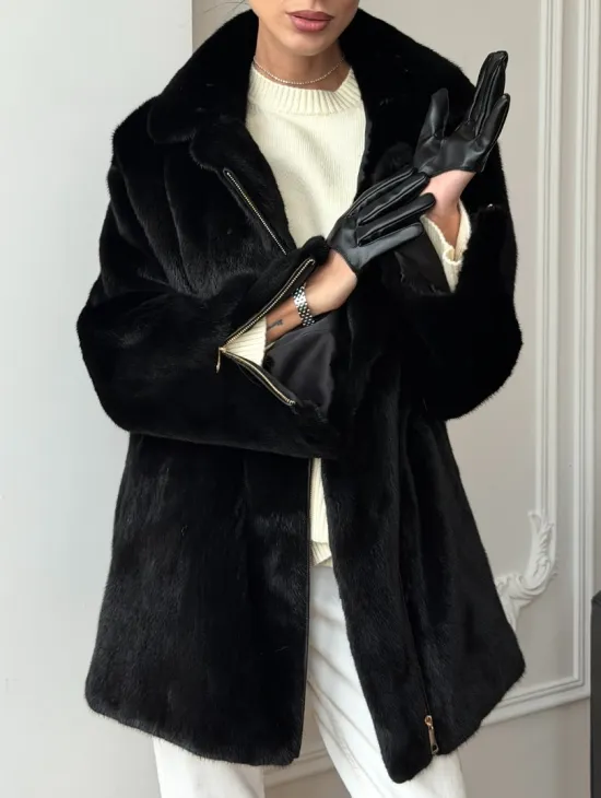 Черная норковая косуха - фото 2