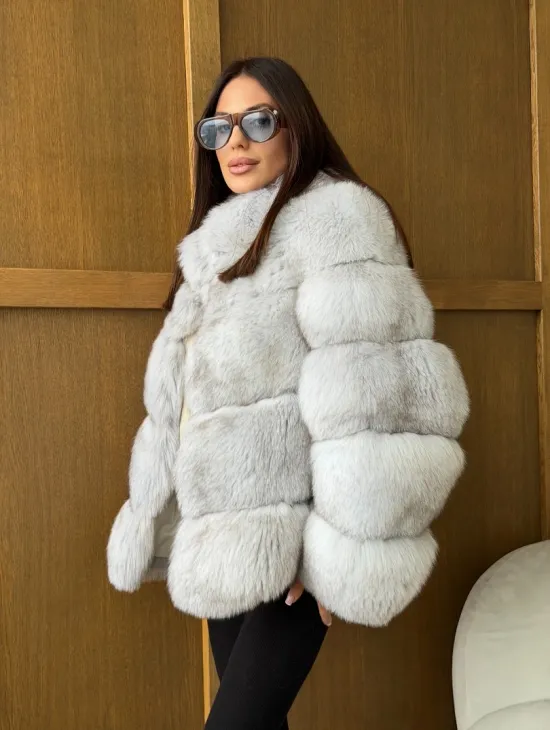 Шуба из натурального песца - стойка воротник - фото 10