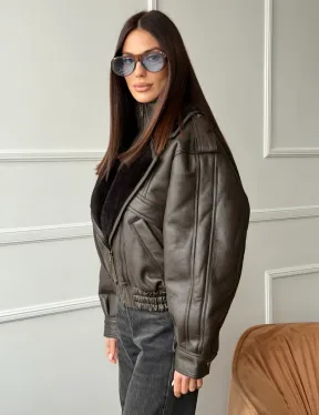 Стильная куртка - дубленка из овчины - фото 7