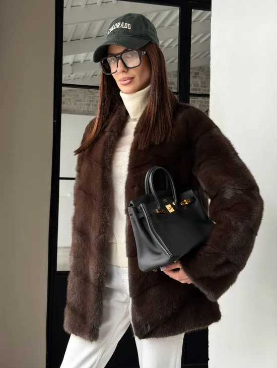 Женский норковый полушубок - фото 10