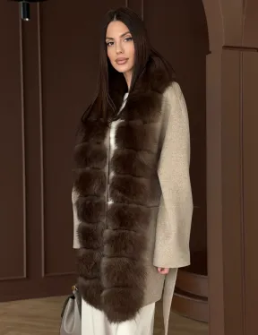 Пальто с отделкой из меха песца - фото 7