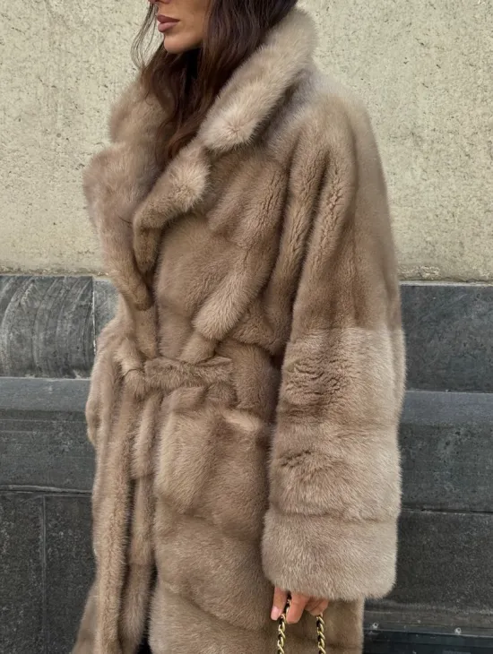 Шуба норковая - цвет пастель - фото 2