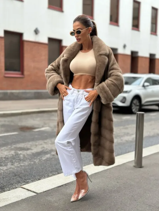 Норковая шуба в цвете пастель - аукционная норка - фото 5