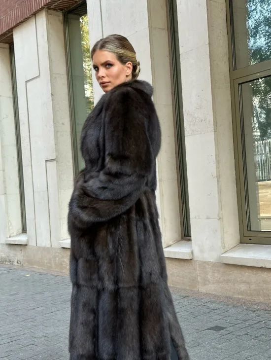 Меховое пальто из баргузинского соболя с проседью - фото 1