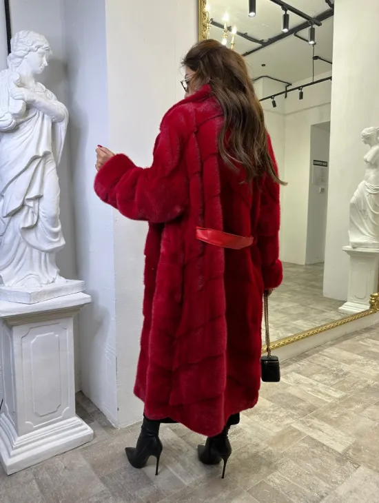 Красная шуба из финской норки - фото 7