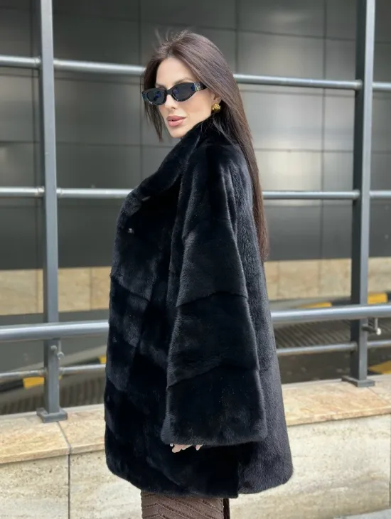 Норка BLACKGLAMA стойка воротник паркет - фото 2